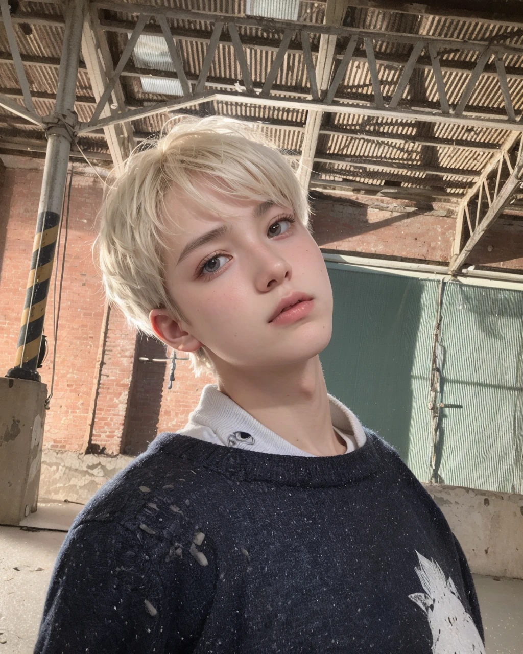 1boy with round face,(differential crushed cap hairstyle),black shorts,nike white socks,small white shoes,white blue t-shirt,(round face),chibi,(teen:1.3),skinny,(bangs),chinese,nike \(0306\),university student,(broken hair),perm,wisdom,face shape: round face,upper body,Best Quality,Masterpiece,Ultra High Resolution,(Realisticity:1.4),Original Photo,1boy,