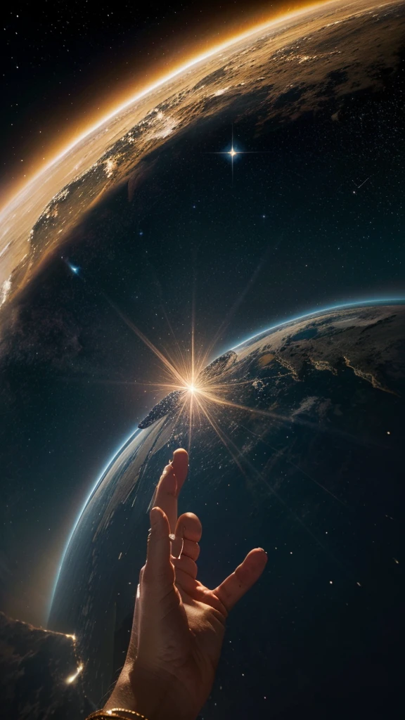 "Visualize a celestial landscape where the sky and earth merge, represents the connection between God and humans. At the center of the scene, book representing the bible. Around him, Hands raised in prayer radiate energy and light, Shining a bright light towards the heavens. These beams will bridge the impossible, Connect with the twinkling stars. This image is、It represents the power of prayer as a bridge between our humanity and our divine potential.。., Show it, The path of faith, Impossibility is simply an open door."