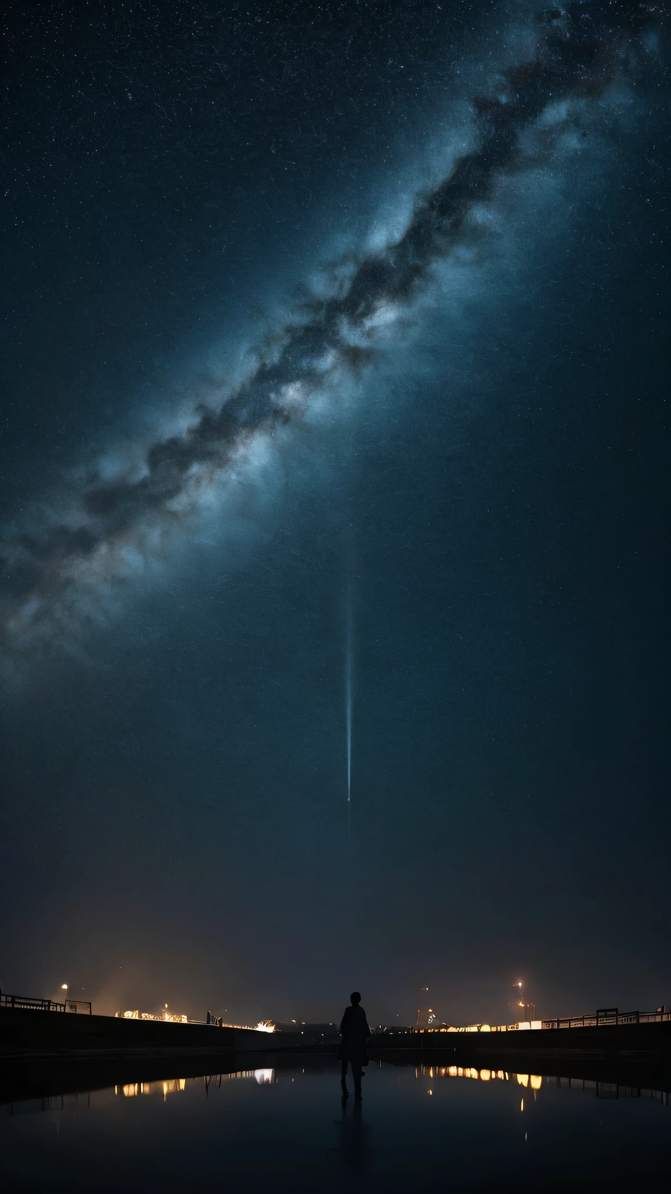 [(Starry sky background:1.5),::5],
Mid Shot, 
//
masterpiece, high quality, High resolution, Cinema Lighting, Magnificent sensations, Lots of details, Depth of written boundary, reflected light, God&#39;s Rays,