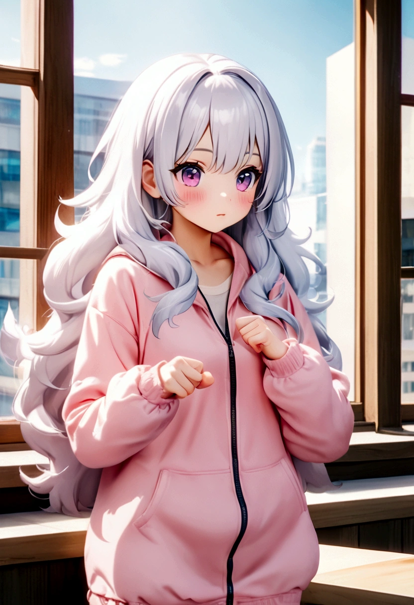 a woman that is standing next to a window, kawaii hq render, sexy young woman, lower quality, very detailed torso, full photo, adorable and cute, pfp, hyper real photo, low res, jacket over bare torso, anime still, tummy, 2 0 1 9 anime, by Gu Hongzhong, long fluffy hair, 1 figure only
See translation