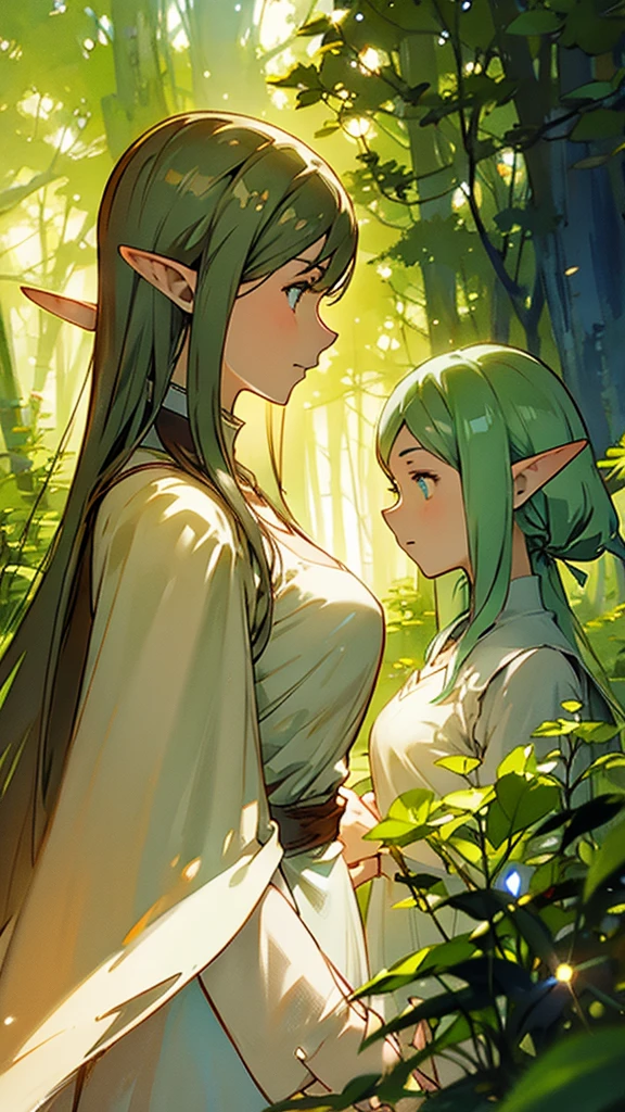 Elf、forest、profile、Light shines in、