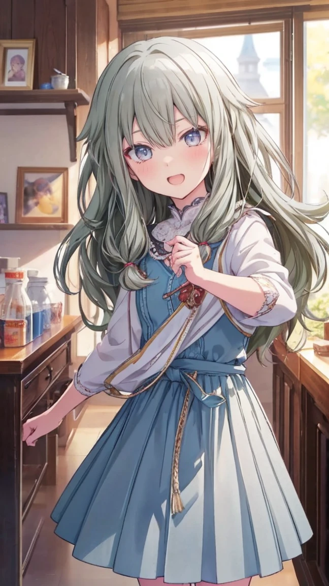 masterpiece、Best image quality、最high quality、Lori、Girl、 (Open Mouth Smile), Cute pose, masterpiece, Anime art style, Cute moves、Most detailed, high quality、Shiny Hair、Very fine and beautiful bright eyes、nose blush、Very detailed, clear and beautiful face, Awards, (((Anatomically correct))、Cowboy Shot