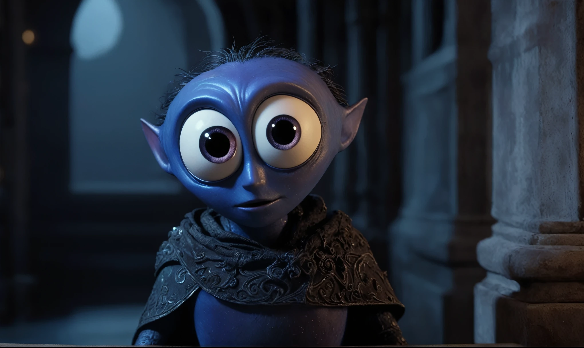 (((creature with a spectral and ghostly appearance)). Her skin is pale, almost translucent. His eyes shine with a bluish glow, he wears dark, torn clothes that float around him, as if permeated by an aura of mourning. Its appearance is complemented by details, symbols of mourning and gothic elements, further emphasizing its dark air. is portrayed as a haunted and tormented entity,{creature},face pretty face,extremely detailed,intricate details,eyes extremely detailed, high detailed eyes,16k resolution, realistic humid skin,extremely intricate details,Epic Realistic,face anatomically correct,Ultra HD,HDR, natural skin textures, ],masterpiece,intricate details,faded,eyes extremely detailed, high detailed eyes,16k resolution,RAW,retina, Nikon Z9,hyper realism,realistic skin texture, hyper detailed,extremely Realism,Ultra Detailed,body logically correct,venice mask,pixar movie still, pixar movie screenshot, frame from pixar movie, animated movie still, still from the pixar movie, still from a pixar movie, disney pixar movie still, pixar movie scene, still from pixar movie, still from a 2001 pixar movie, pixar render, animated film still

