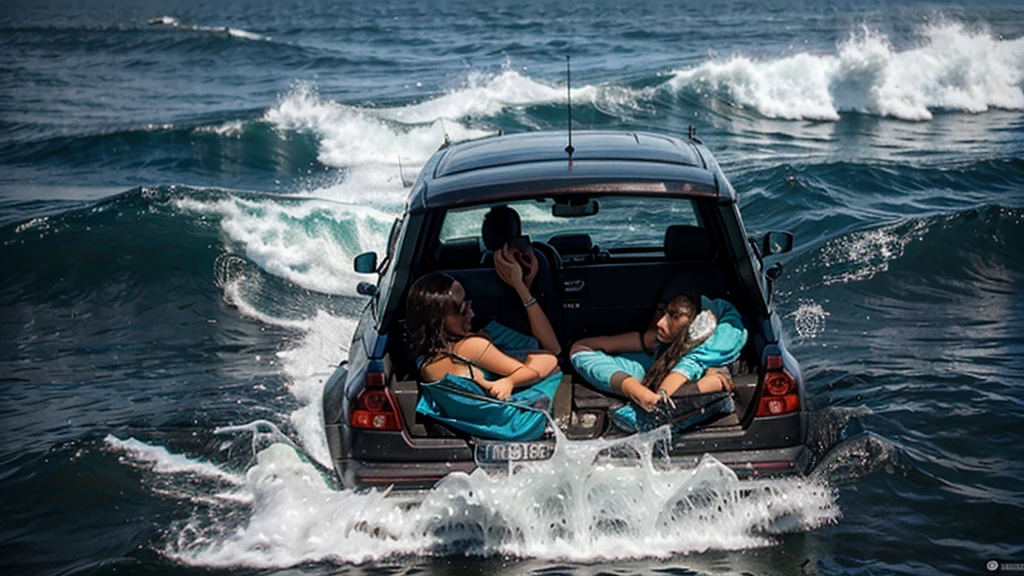 Pessoas comemorando ao lada de poseidon