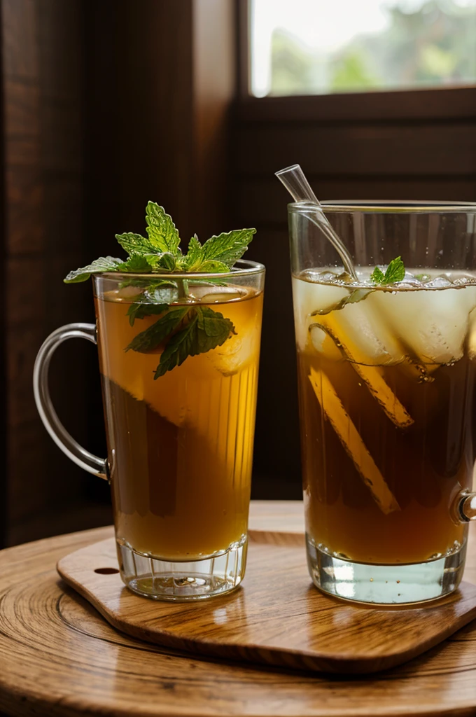 hot mint tea and cold mint tea