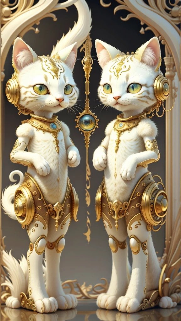 Ivory Gold AI psychedelic magic,catss，cleanness，brightly，ssmile，Funny