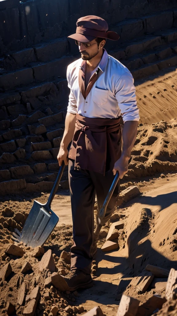 A man Digging with shovel