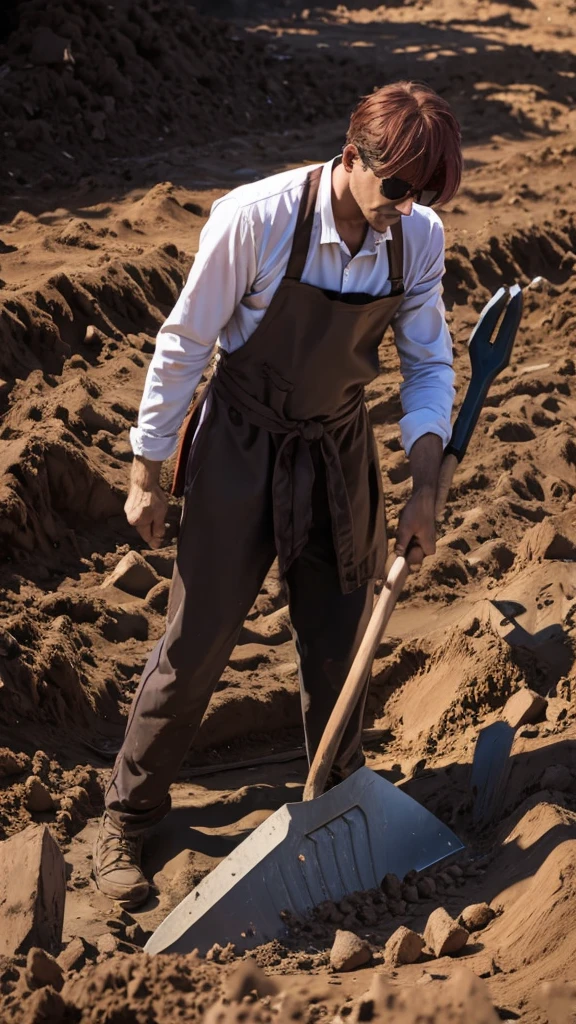 A man Digging with shovel