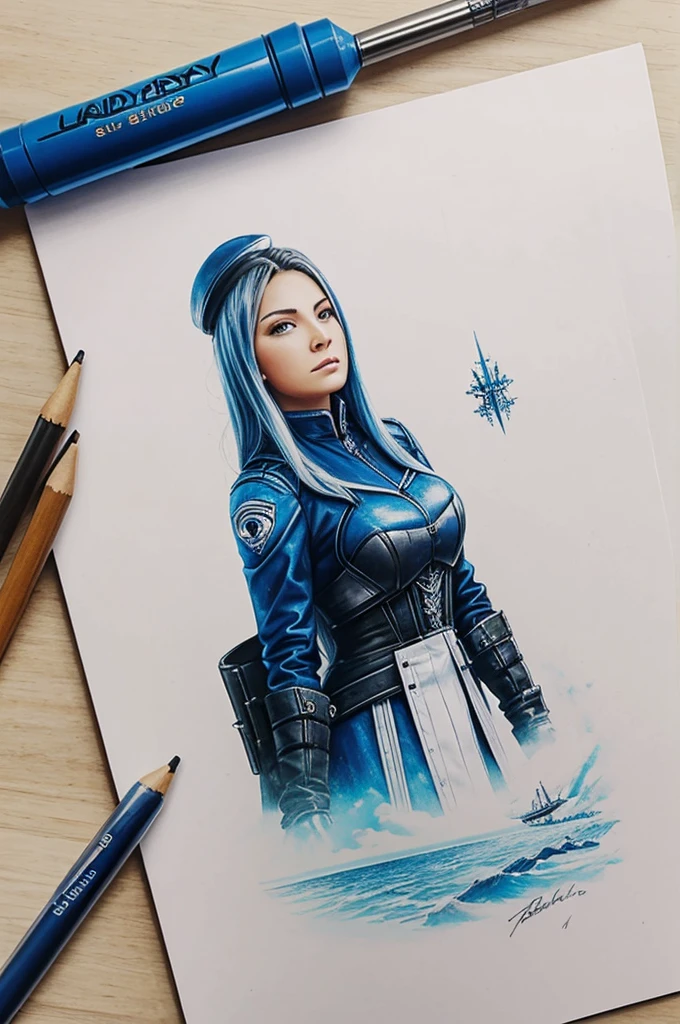 Crea un dibujo de lady six sky