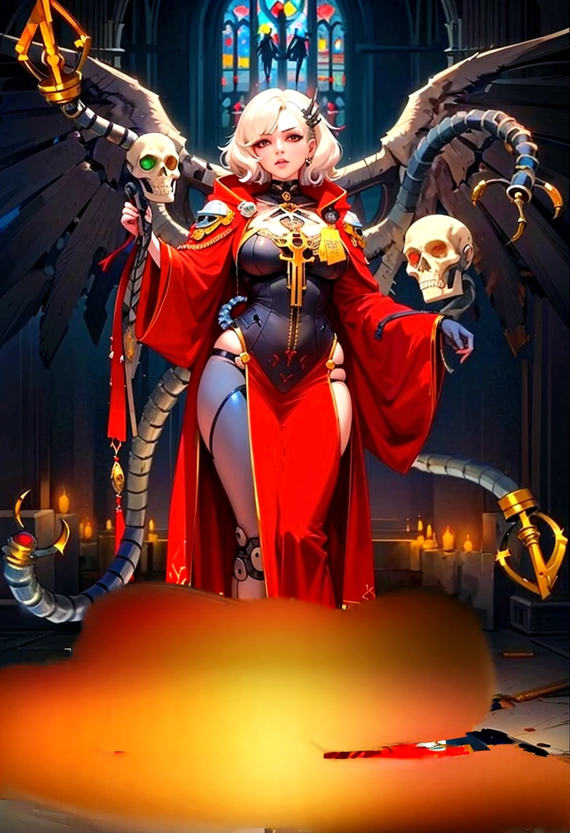 Mechanical legs and a long red cape
