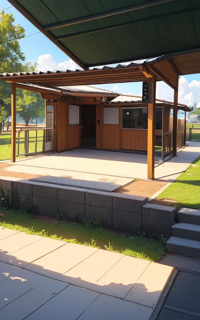 Wood details, Public bathroom of a park. Modern Building from a zoo, public bathroom with granite walls