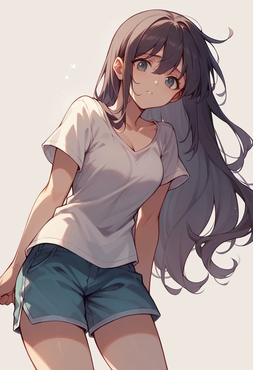 mastepiece,girl,cute,low length,Long Hair,Shorts,chest,Ecchi,Bending down