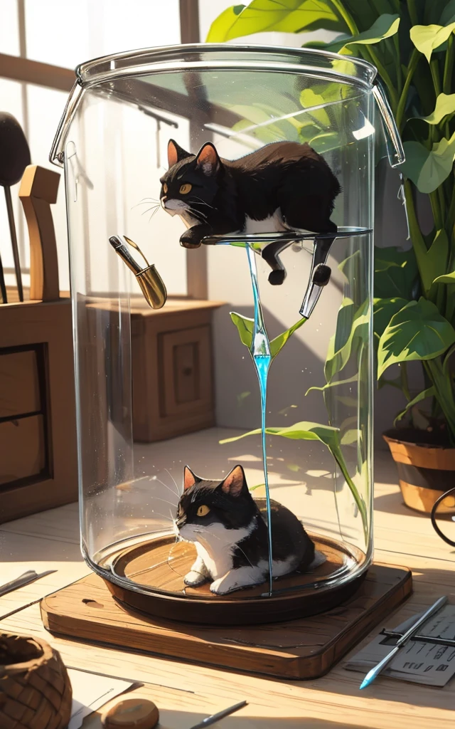 Enclose pen for animals made of glass with a bioma inside