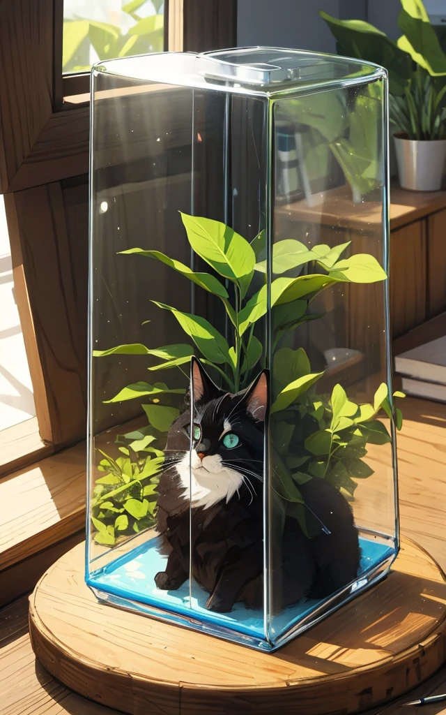 Enclose pen for animals made of glass with a bioma inside