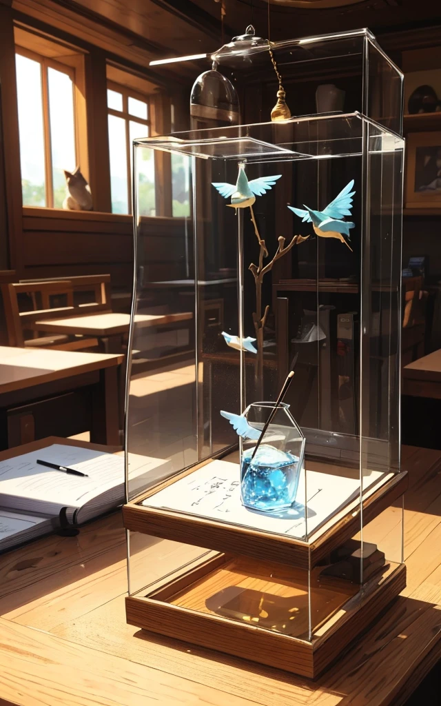 Enclose pen for animals made of glass with a bioma inside