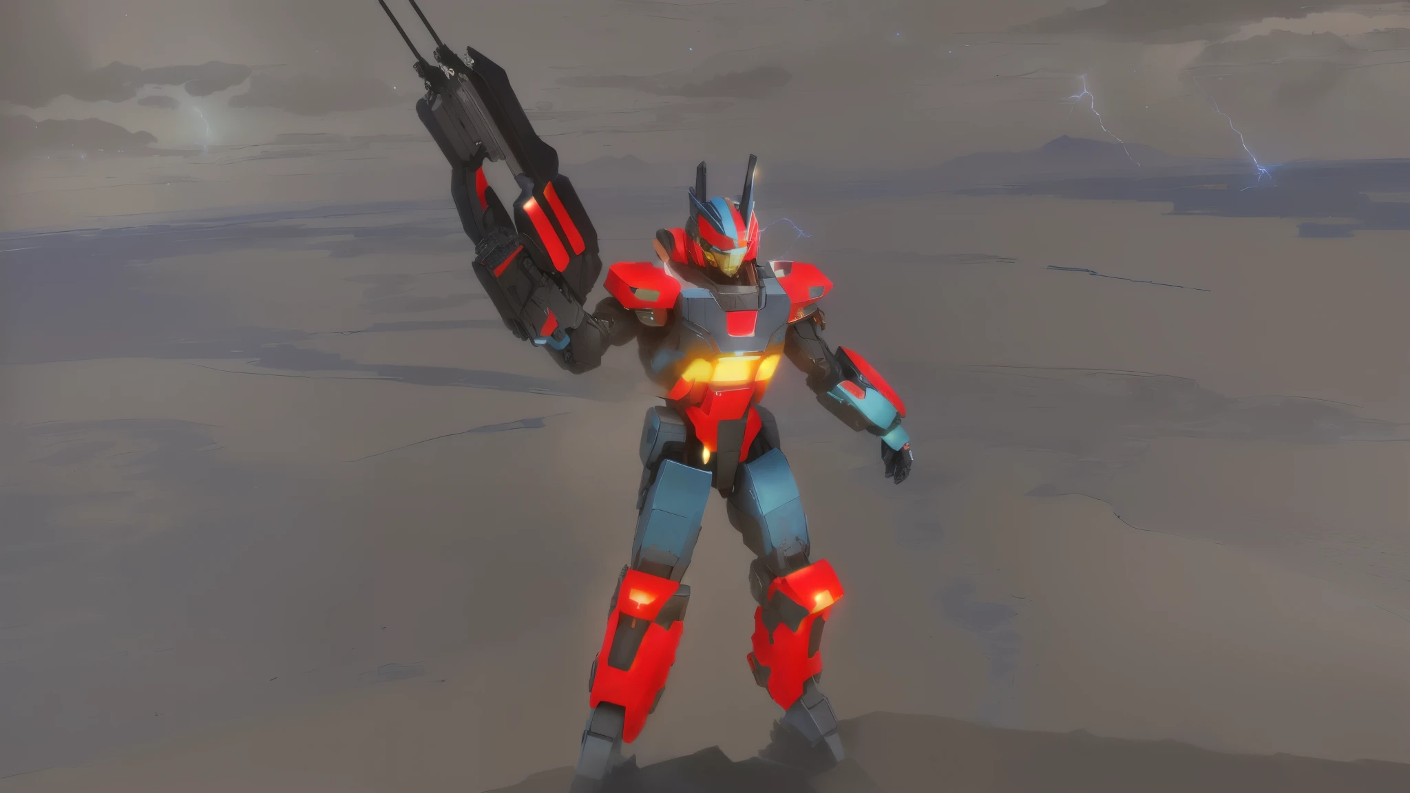 transformers, a black colored male transformer with green inserts, symmetrically arranged green parts, on the frontof the body not transparent cabin, on the back - aircraft's wings, arms from elbows to hands look like the front part of a aircraft, wheels are visible on the shoulders, on the legs from knees to the ankle there are aircraft's repulsors and small aircraft's tail wings, no helmet, light blue eyes, two legs, two arms, not a suit, on a background there is an empty dark blue metal desert, no buildings, no structures, dark blue storm clouds, light blue lightning from the clouds, blue river, river to the horizon, electrified river, light blue lightning from the river, space sky, stars in the sky, composition on the metal planet, big metalic planet, dark-blue metal, shiny metal, cybertron, mechanical planet, empty wasteland, dark blue storm clouds, light blue lightning from clouds, blue river, river to horizon, electrized river, light blue lightning from river, space sky, stars on the sky, realistic, watercolor, 4k, high quality, hight attention to details, concept art, concept art by Chris Mowry.