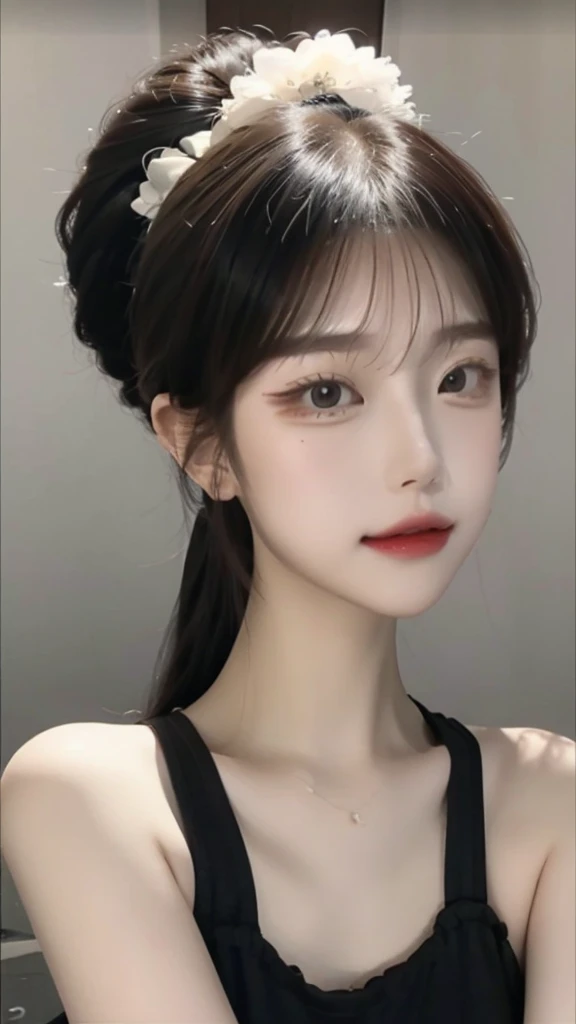 8k,super detailed, sharp quality,Korean descent, ponytail hair,slim body, 