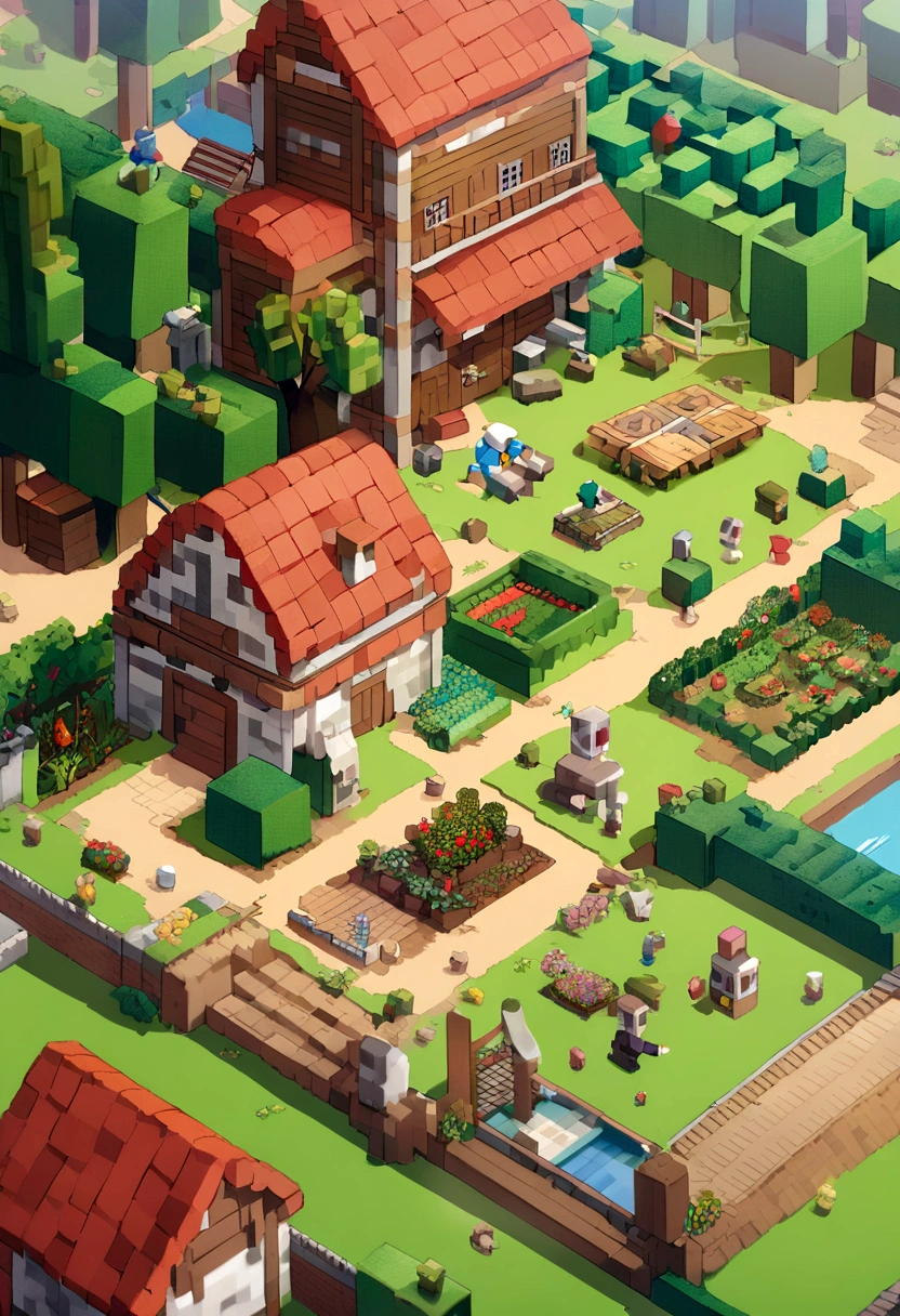 minecraft steve 2d, farm , planting