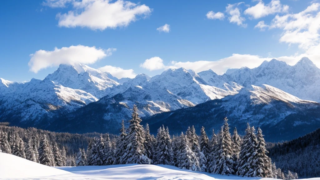 Snow-covered mountains in winter　High resolution