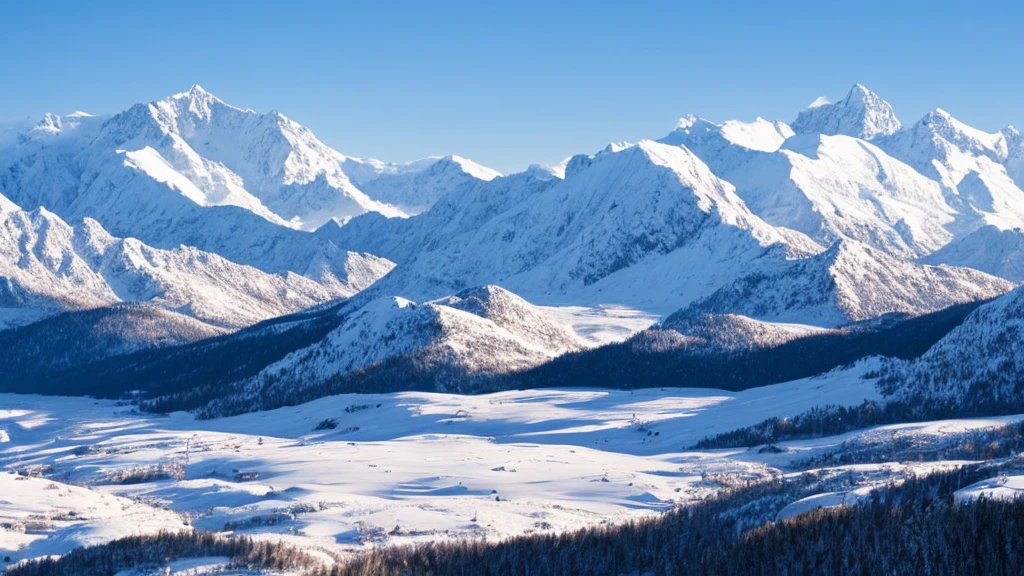 Snow-covered mountains in winter High resolution