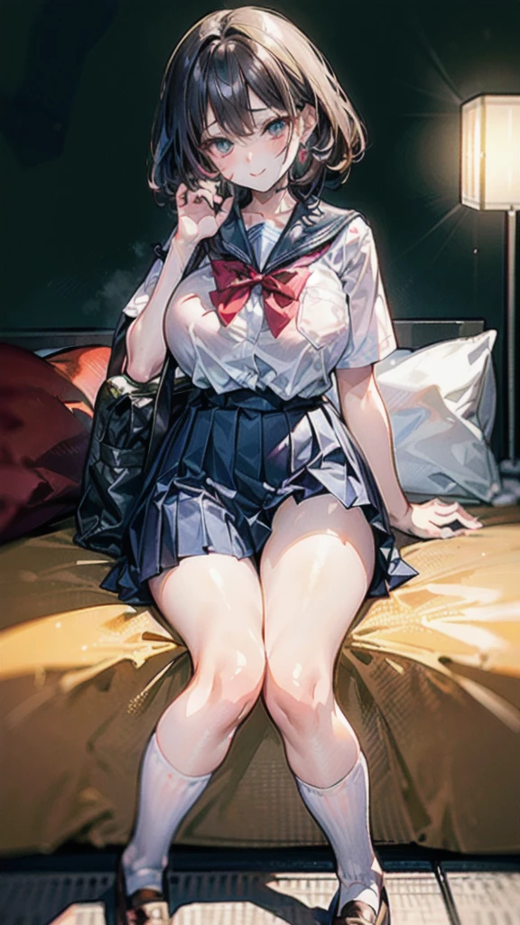 (Best quality, 8k, 32k, Masterpiece, UHD,:1.2),RAW, human, 1girl,ultra cute , ultra cute, natural lighting, transparent shining eyes, 20yo, medium breast ,femur, fair complexion , flushed face, ((school uniform)), (sandwiched between huge sushi;1.5), huge salmon sushi and huge tuna sushi