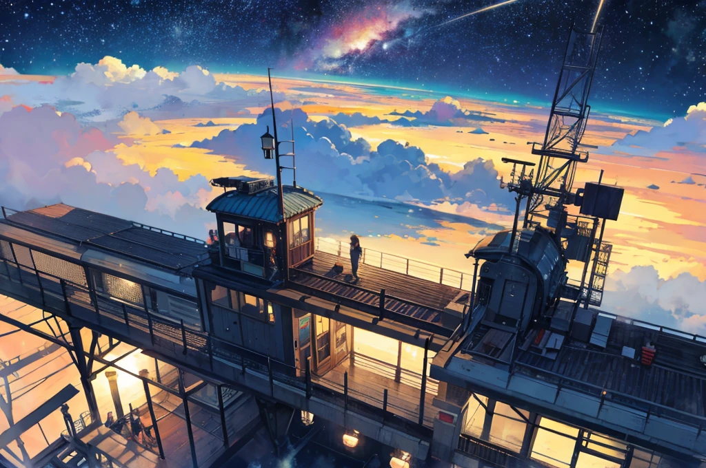 Steam locomotive flying in space Heading to Pluto Memories with friends form a constellation The train runs on the star tracks starry skies midnight