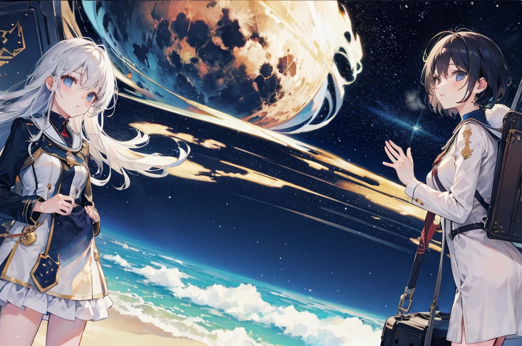 Steam locomotive flying in space Heading to Pluto Memories with friends form a constellation The train runs on the star tracks starry skies midnight