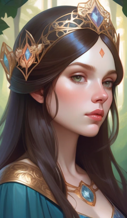 symmetry portrait of brunette magical princess, glam, renaissance, glass skin, forest background, intricate, elegant, highly detailed, digital painting, artstation, concept art, smooth, sharp focus, illustration, art by artgerm and greg rutkowski and fra angelico and alphons mucha