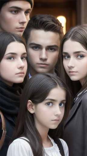 a group of Young Abramowicz gathered, focus on the face