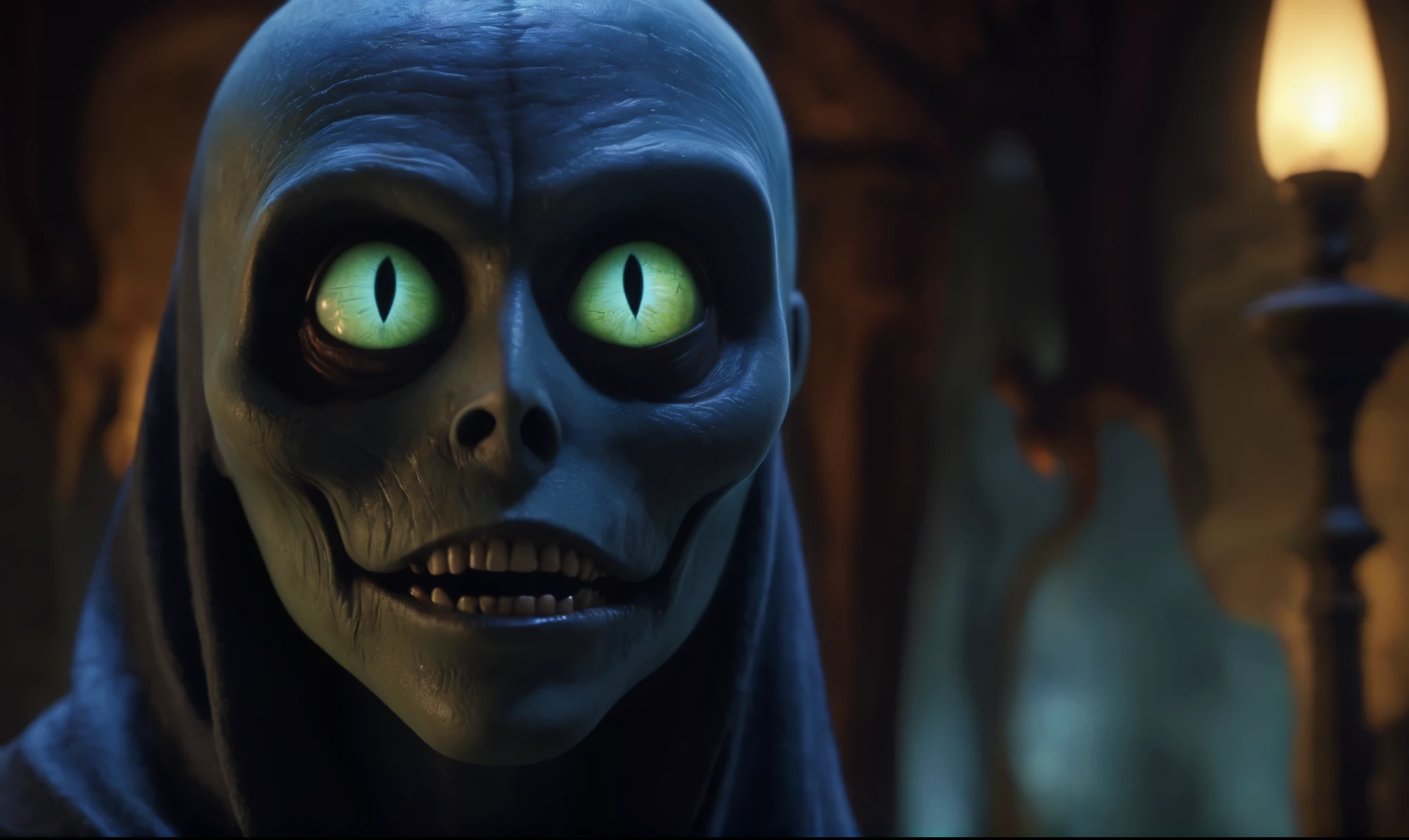 (((creature with a spectral and ghostly appearance)). Her skin is pale, almost translucent. His eyes shine with a bluish glow, he wears dark, torn clothes that float around him, as if permeated by an aura of mourning. Its appearance is complemented by details such symbols of mourning and gothic elements, further emphasizing its dark air. is portrayed as a haunted and tormented entity,{creature},face pretty face,extremely detailed,intricate details,eyes extremely detailed, high detailed eyes,16k resolution, realistic humid skin,extremely intricate details,Epic Realistic,face anatomically correct,Ultra HD,HDR, natural skin textures, hyper realism,realistic skin texture, hyper detailed,extremely Realism,Ultra Detailed,body logically correct,pixar movie still, pixar movie screenshot, frame from pixar movie, animated movie still, still from the pixar movie, still from a pixar movie, disney pixar movie still, pixar movie scene, still from pixar movie, still from a 2001 pixar movie, pixar render, animated film still