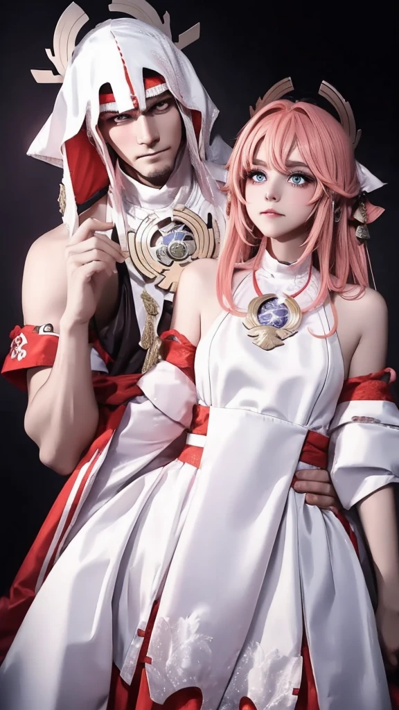 A poor man found a hooror girl in white dress, white eyes and numb