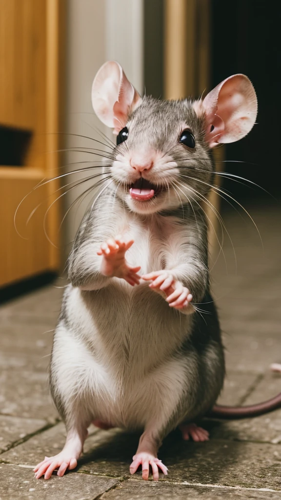 A rat rolling with laughter