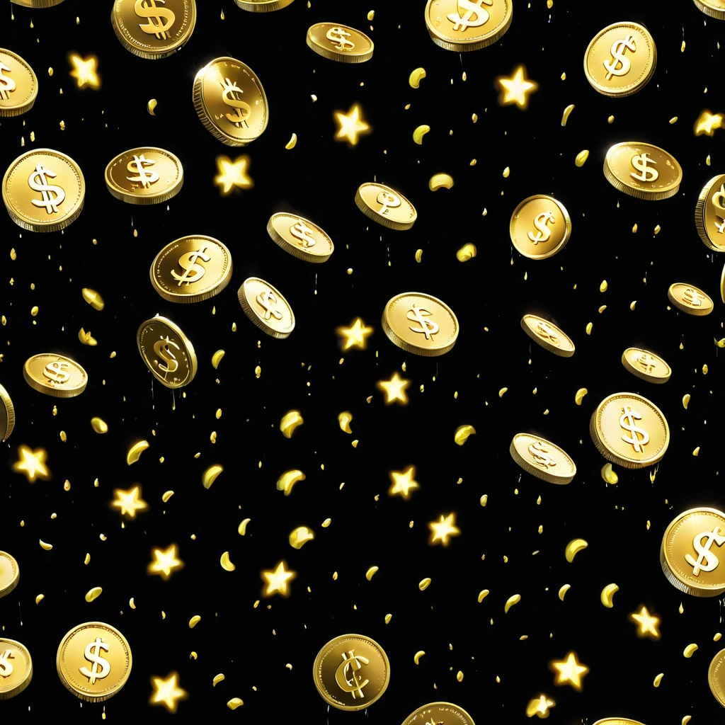 a close up of a pattern of Dollar signs and symbols, dollar rain, Print currency symbols, Scattered gold coins, money falling from the sky, Dollar sign, Dollar sign pupils, Denominated in US dollars!! glow, Portrait background, on solid black background, Icon Mode, There are many gold coins, Random background scenes, Surreal black and, money