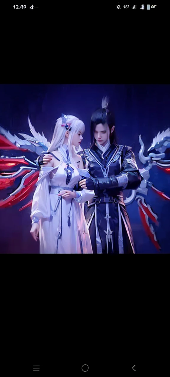 1 boy, 1girl, black hair, white hair, xiao yan, xiao yi xian, realistic, ultra detail, 