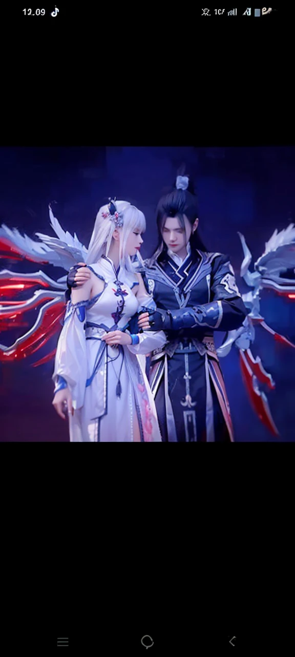 1 boy, 1girl, black hair, white hair, xiao yan, xiao yi xian, realistic, ultra detail, 