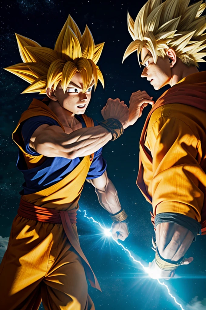 Crea a goku peleando contra saitama