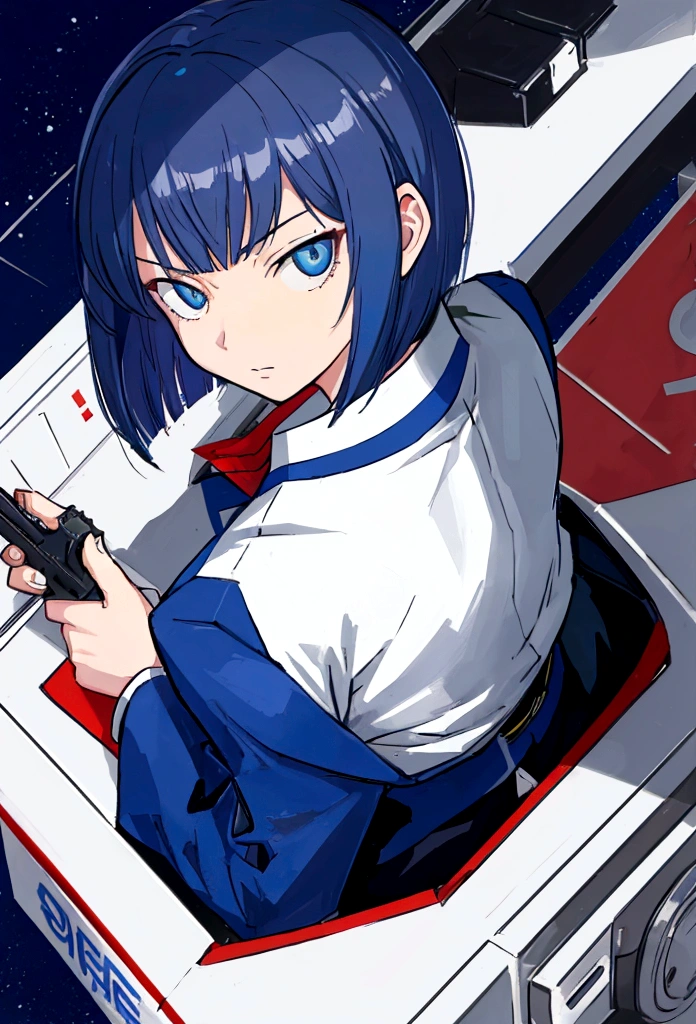anime tall girl, officer, policewoman, tall girl, holding handgun, serius eyes, point the handgun to camera, above view, fine details, short hair, straight hair, White Shirt, blue blazer, thicc,
shigenori soejima illustration, high quality fanart, portrait n - 9,