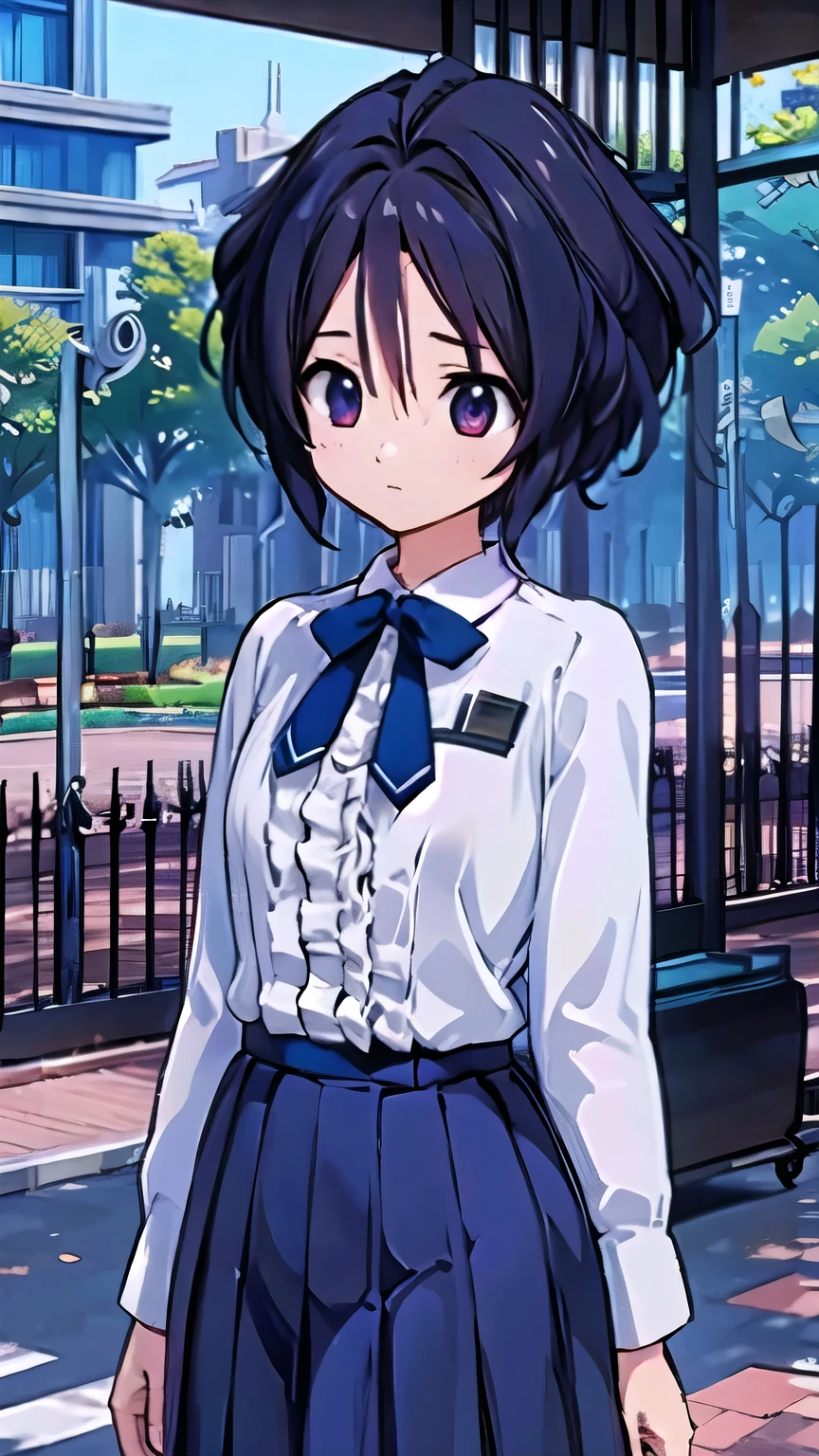 (masterpiece, top quality, best quality, official art, beautiful and aesthetic:1.2), (1girl), extreme detailed,School Uniforms ,black-hair,