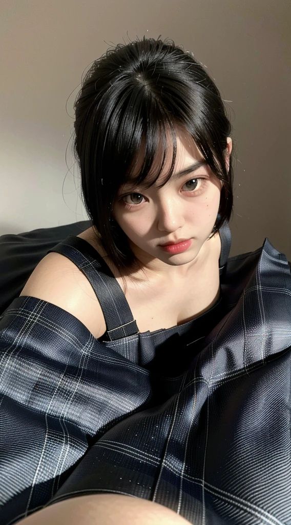 a beautiful young girl in a masterpiece, (photorealistic:1.2), beautiful lighting, thigh highs, black skirt, detailed face, extremely detailed eyes and face, longeyelashes, beautiful detailed eyes, beautiful detailed lips, elegant, serene expression, intricate details, realistic skin texture, soft lighting, dramatic shadows, high quality, 8k