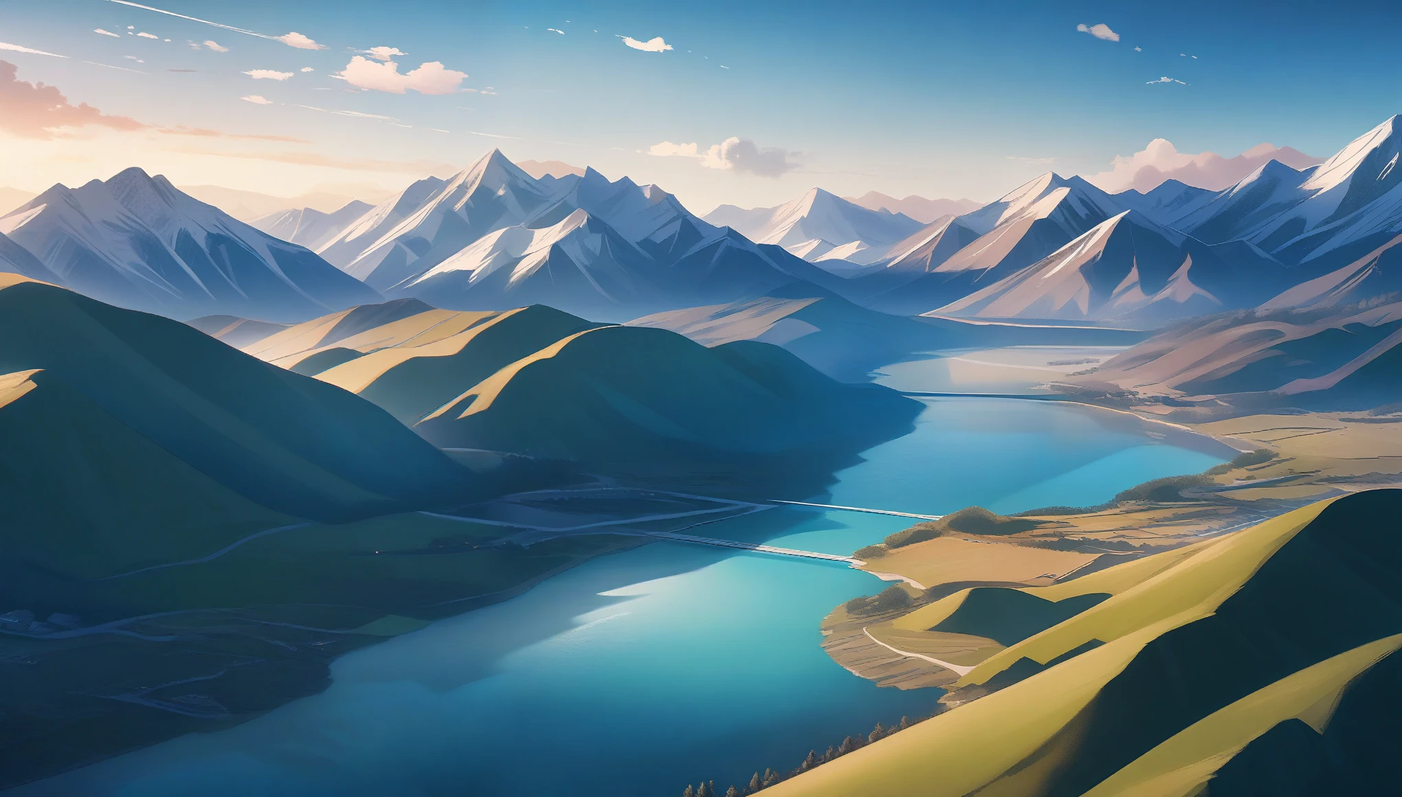 Mountains,River, Landscape,aerial filming