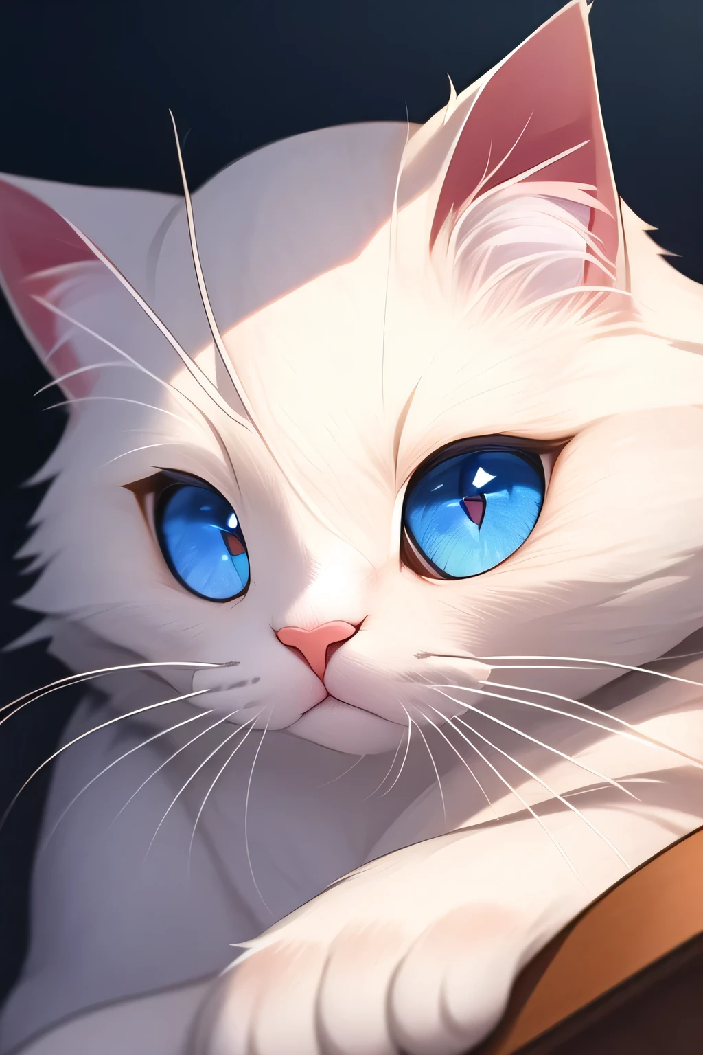 ((best quality)), ((masterpiece)), (detailed), white cat, detailed eyes, blue eyes, 8k, fuzz, cute