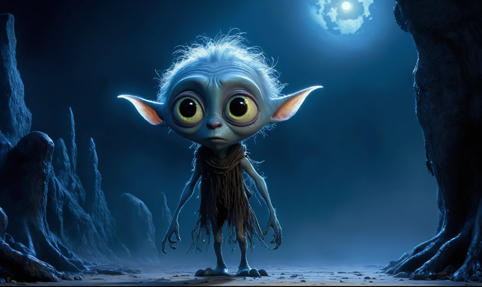 full body length shot,beggar graphite Manganite sparas, wants eat,survival in criminal city of future,Cinematic,soft colors, Technicolor,natural skin textures, hyper realism, hyper detailed,Extremely detailed,High contrast,Masterpiece,Realistic,Ultra Detailed, intricate details,realistic humid leather,extremly intricate,Epic Realistic, cinematic style,irina yermolova,high contrast,hdr,extremely detailed, [deep night landscape],masterpiece,intricate details,faded,eyes extremely detailed, high detailed eyes,16k resolution,RAW,retina, Nikon Z9,China,Songbird,orc,Li River in Guangxi Zhuang of China,tkt style, Pisces, pointed ears，perfect, ginger，transition between two art styles, Ink painting to photorealism, Double contact, X-ray, Creative, vivid light, masterpiece, fantasy, Abstract, Surrealism, super detailed, high resolution, stop:35,(((creature with a spectral and ghostly appearance)). Her skin is pale, almost translucent. His eyes shine with a bluish glow, he wears dark, torn clothes that float around him, as if permeated by an aura of mourning. Its appearance is complemented by details such symbols of morning and gothic elements, further emphasizing its dark air. is portrayed as a haunted and tormented entity,pixar movie still, pixar movie screenshot, frame from pixar movie, animated movie still, still from the pixar movie, still from a pixar movie, disney pixar movie still, pixar movie scene, still from pixar movie, still from a 2001 pixar movie, pixar render, animated film still