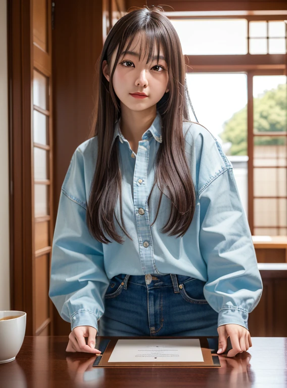 (8k, 超A high resolution, Highest quality, Tabletop:1.2),(18-year-old:1.2)、(avert your eyes)、8k、Japanese girl's life々Beautiful portrait、Photorealistic、超A high resolution、Highest quality、 (Quite large breasts、A toned and slender body:1.2)(Volleyball Club、Volleyball Uniforms、High leg bloomers、Long black hair, one length:1.35)(Quite large breasts、Lots of teammates、Cute Smile:1.7)