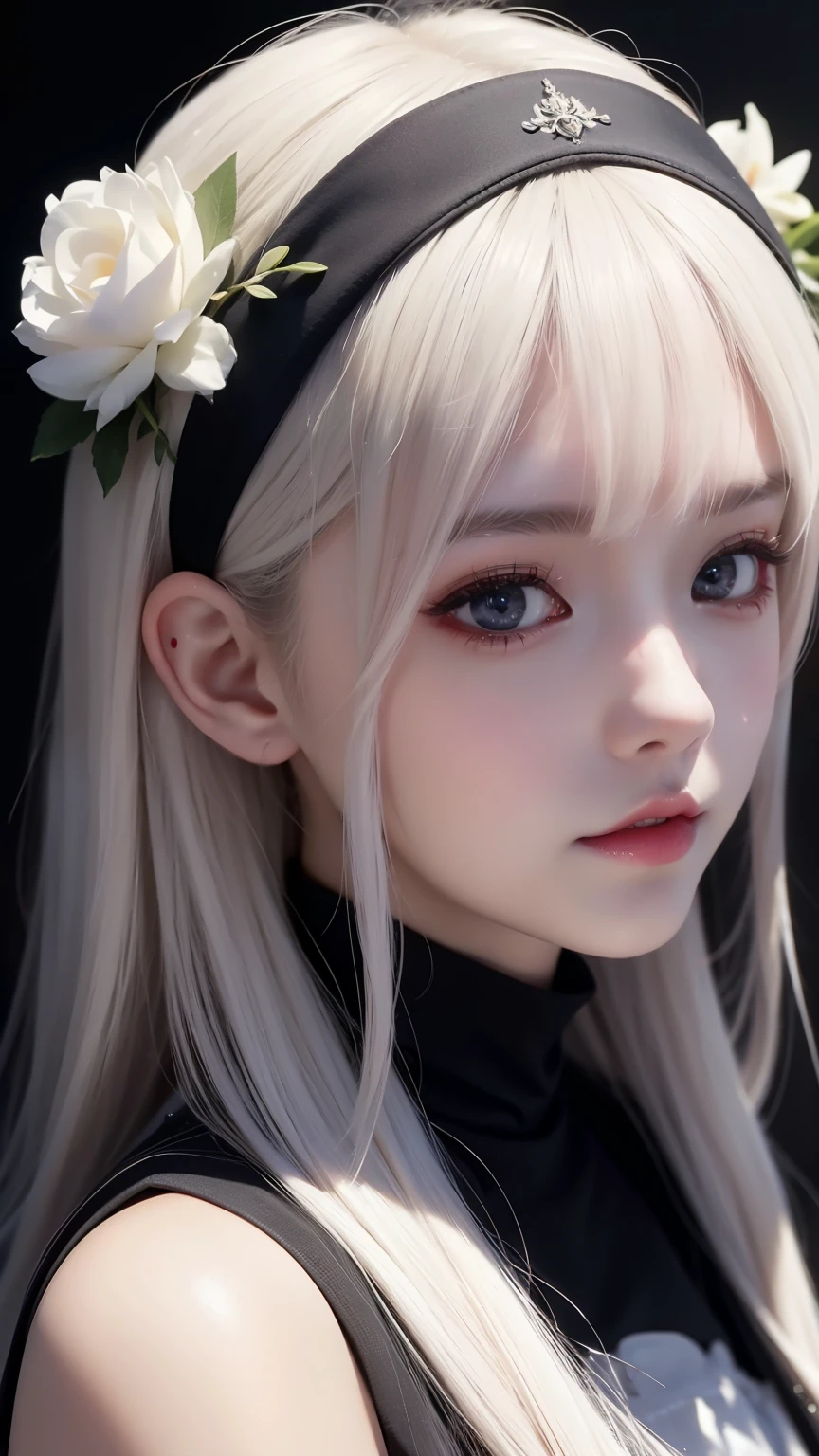 One wearing a white dress、Close-up of woman wearing black headband, guweiz style artwork, IG model | artistic germ, extremely detailed artistic germ, surreal anime, Soft portrait shots 8K, artistic germ. anime illustration, Bowater&#39;s art style, Blue-haired princess, 8k artistic germ bokeh，blue hair，semi long hair，blue eyes，Beautiful glasses，wear glasses（focus），huge ，bright smile