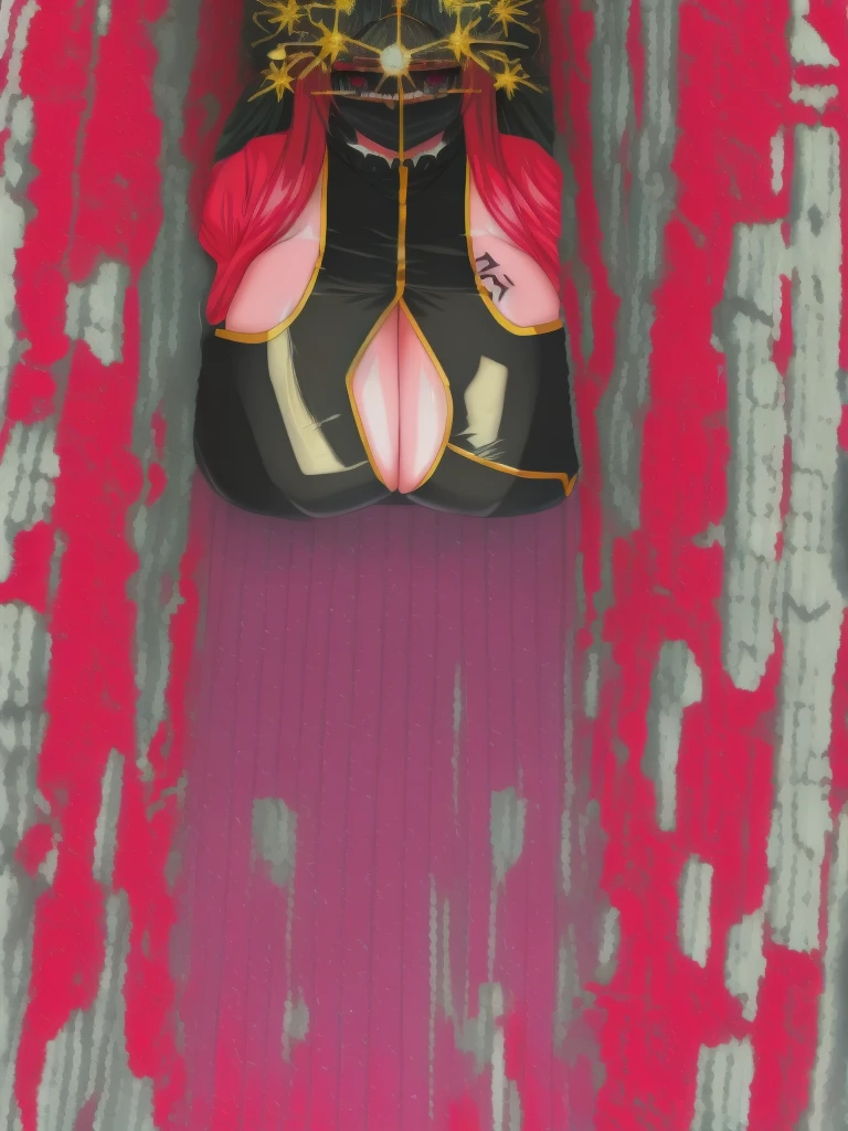 anime,giant goth girl, huge thighs, bigger then earth, looking at the viewer with a lustful countenance, she is crushing the planet between her huge breasts, space, nsfw, close up,
