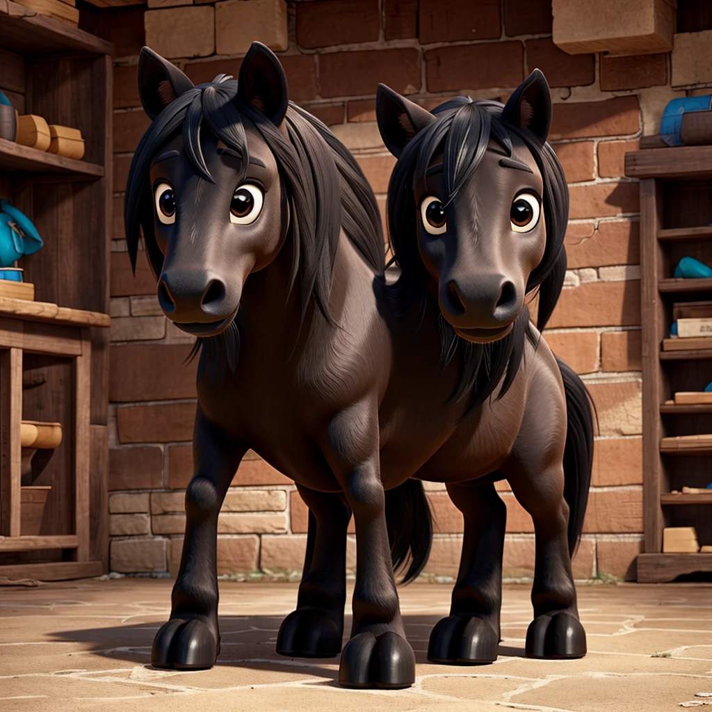 Cute black horse
