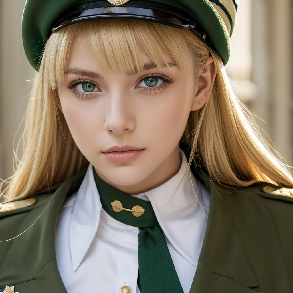 Beautiful young japanese pretty soldier woman, military hairstyle blonde hair, military hat, gloved hands, dark red uniform with black details, wears a pistol, belt with ammunition and transmitter, military boots, standing in a Polish forest, snowy day, red sky, 4k, Ultra detailed image, realistic, Highly detailed, perfect composition, splendid, Intricately detailed, incredibly detailed, Art photography 8K, hyper detailed, Masterpiece, Ultra detailed, hyper realistic, 4k, Ultra detailed image, realistic, Highly detailed , perfect composition, splendid, Intricately detailed, incredibly detailed, 8k fine art photography, hyper detailed, Masterpiece, super tits, exposed nipple, exposed breast, shirt lift