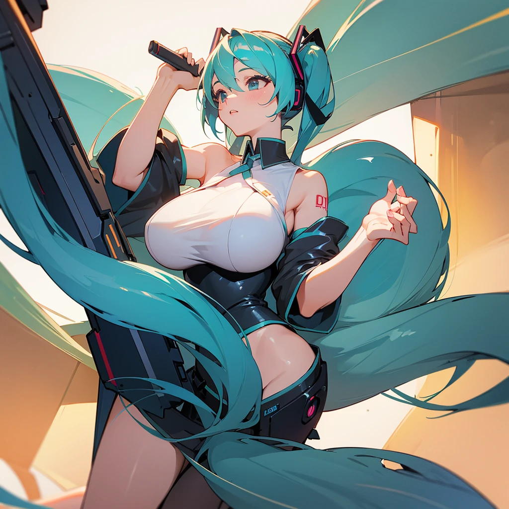 masterpiece, Highest quality,One girl, Hatsune Miku, Huge breasts, Huge breasts, Huge breasts, Huge breasts, Huge breasts, Huge breasts, Huge breasts