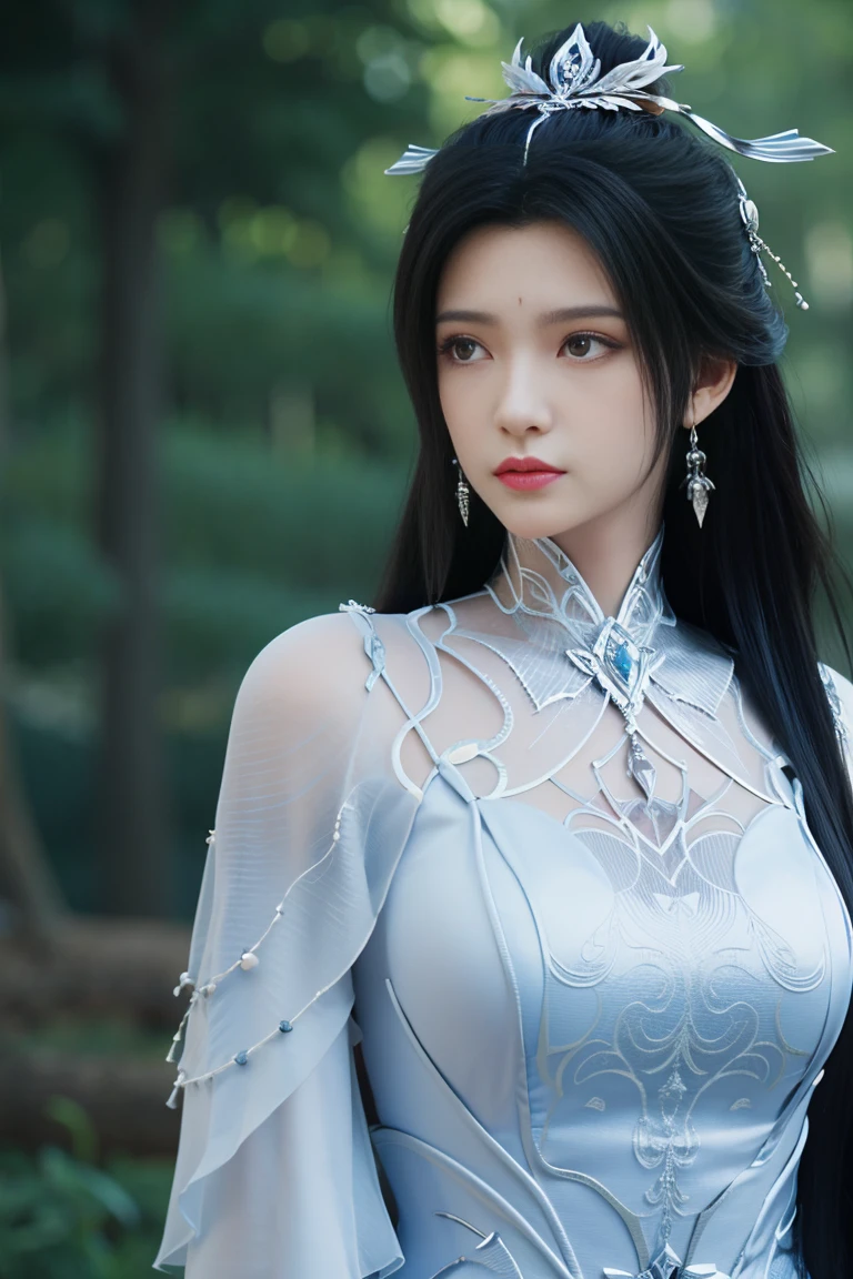 best quality, tmasterpiece,Ultra-high resolution,Clear face,(Reality:1.4),ferpect lighting,(upper body photo), (photorealistic:1.50), anime wallpaper, Guviz style artwork , cover-up fantasy to magic, by Yang J, Guviz, beautiful artwork illustration, beautiful digital artwork, beautiful digital illustration, Li Song, beautiful anime portrait, art style at Beauvot, 1girl,solo, long hair, black hair, hair ornament, Chinese dress,