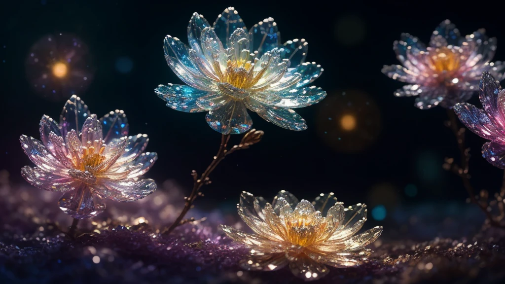Crystal Spring Blossom,
Fantasy, Milky Way, transparent,
Sparkling, Sparkling, wonderful, colorful,
Magical Pictures, Dramatic lighting, Photographic realism, Super detailed, 4K, Depth of written boundary, High resolution
